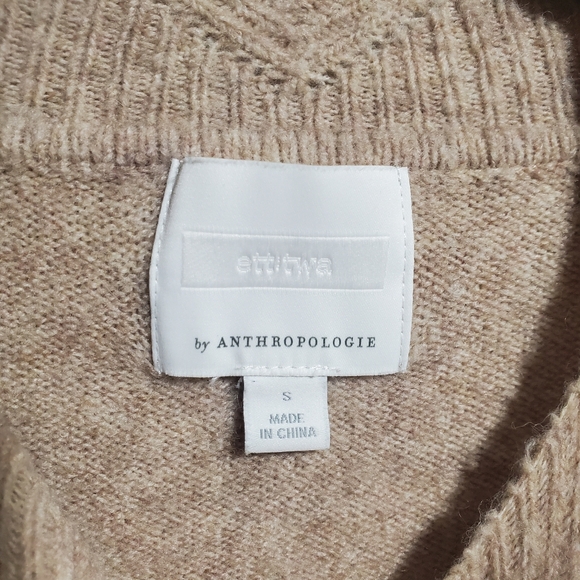 Anthropologie Ett:Twa Fargo Fair Isle Sweater Alpaca Blend Mock Neck Striped Tan - Picture 6 of 13